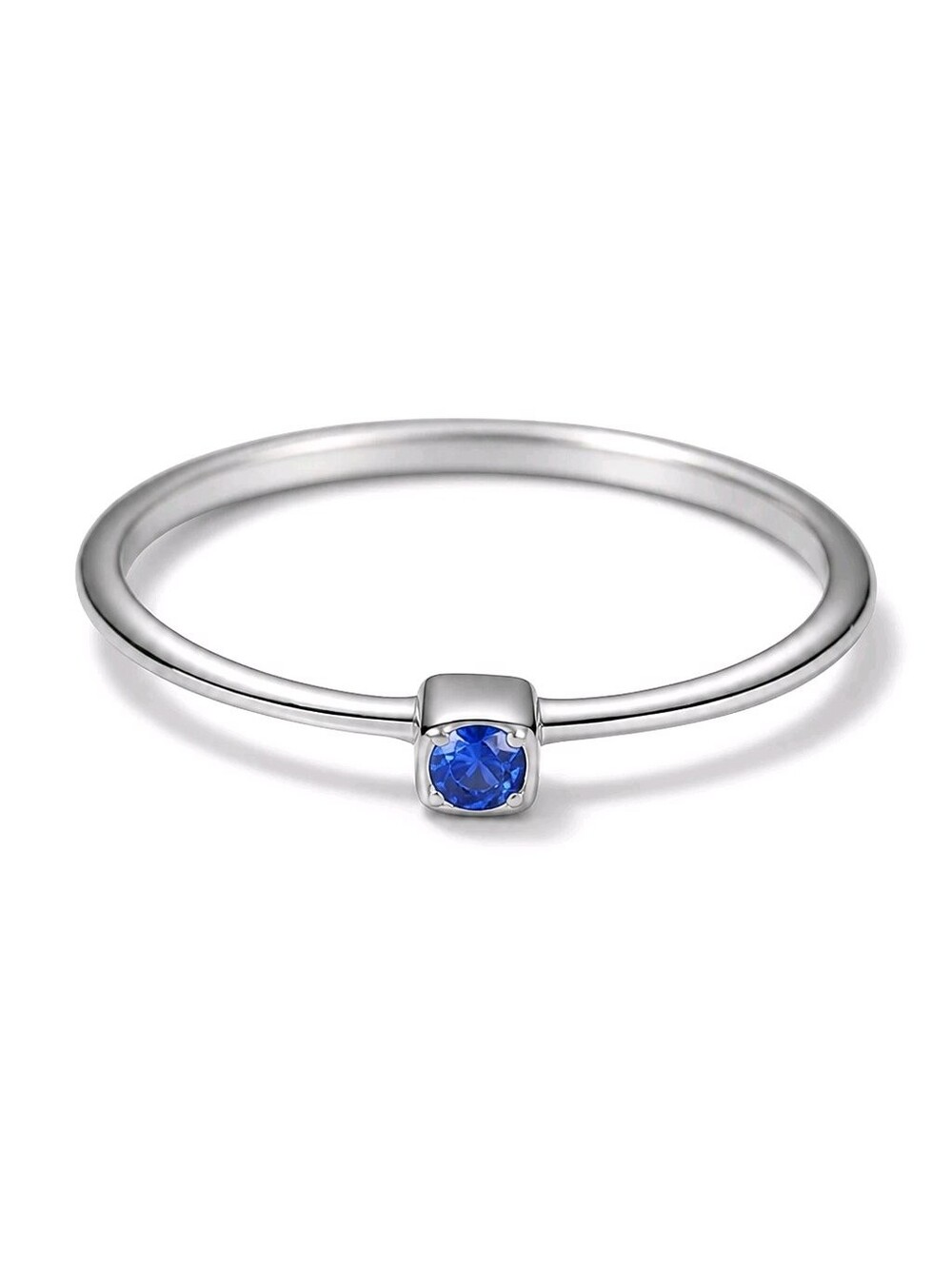 925 Silver Sapphire Blue Thin Ring Size 8 NWT minimalist Cubic Zircornia